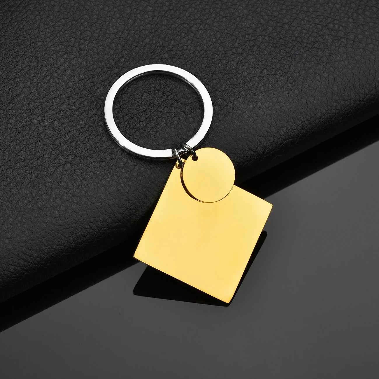 Personalized Engrave Name Date Keychain - Square Round