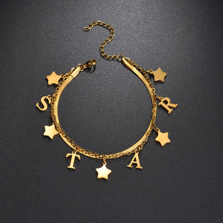 Personalized Name Bracelet - 2 Layer with Star Charms - SHOPPERS' CASTLE