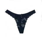 Sheer Floral Lace Thong - Elegant Low-Waist G-String