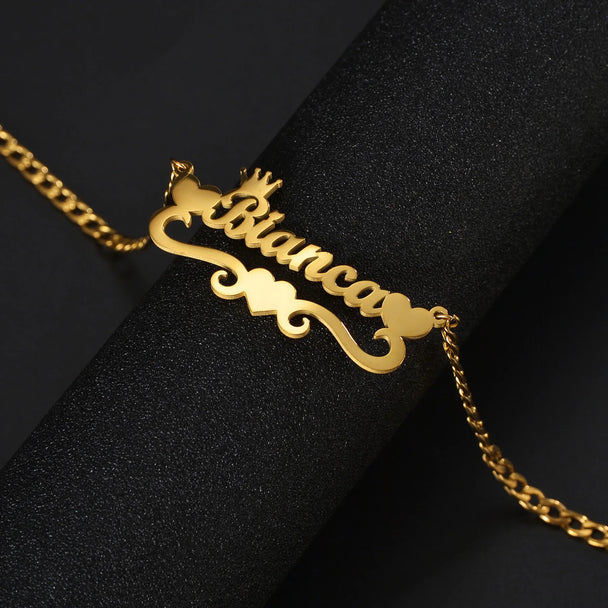 Custom Name Anklet - Thick Chain with Charms - SHOPPERS' CASTLE