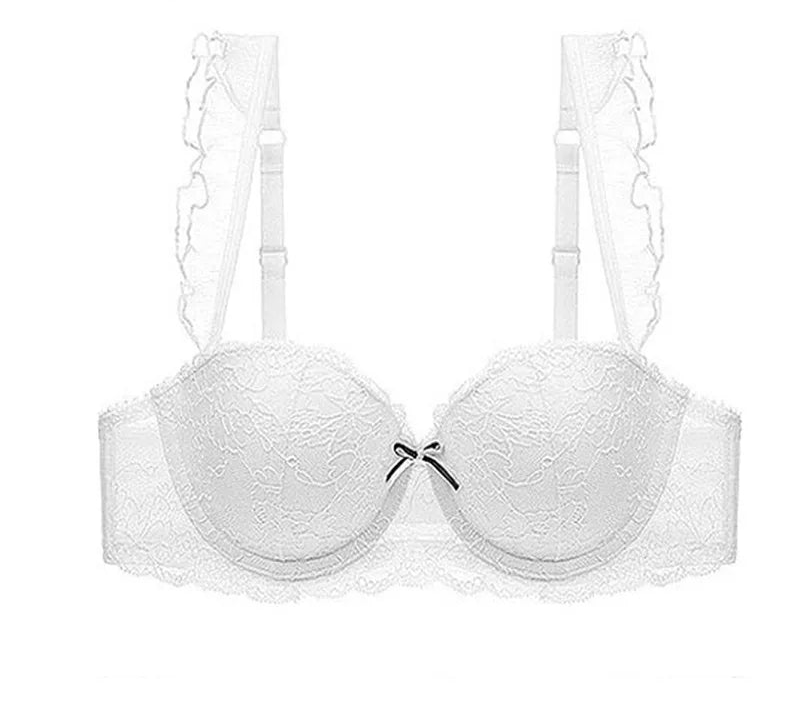 Deep V Embroidered Push-Up Bra - SHOPPERS' CASTLE