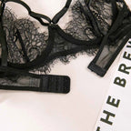 Floral Lace Bra Garter Belt & Thong Set