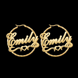 Custom Name Twisted Wire Hoop Earrings - Stainless Steel - SHOPPERS' CASTLE