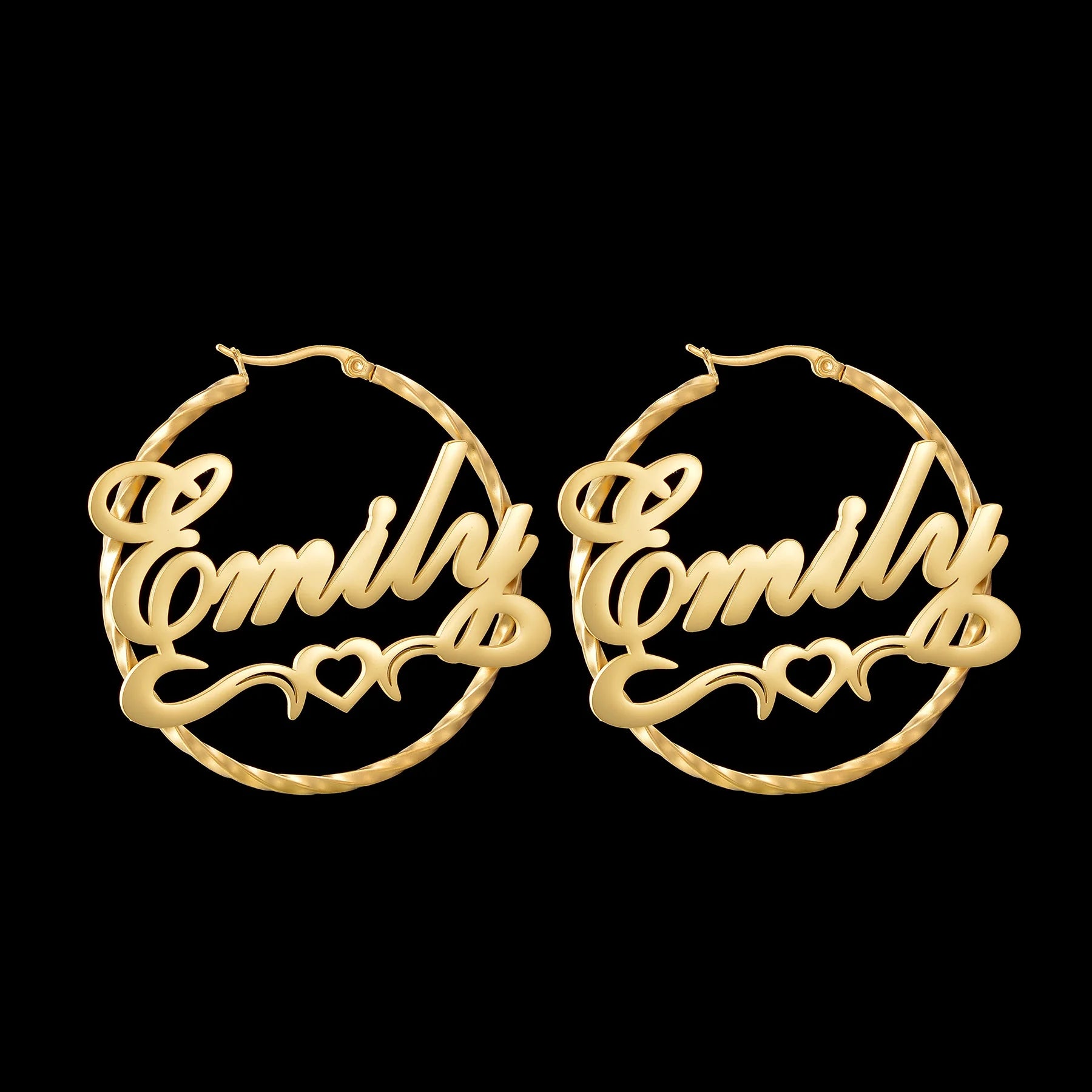 Custom Name Twisted Wire Hoop Earrings - Stainless Steel - SHOPPERS' CASTLE