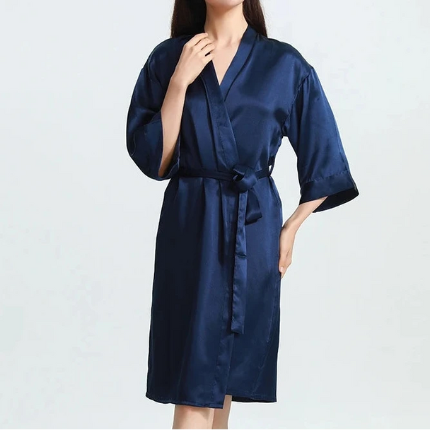 19mm Mulberry Silk Cardigan Robe - Loose Long Luxury Bathrobe