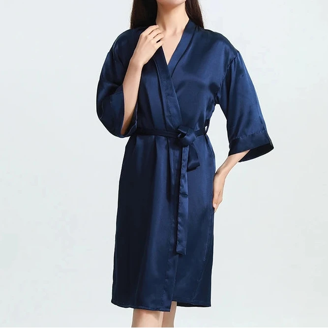 19mm Mulberry Silk Cardigan Robe - Loose Long Luxury Bathrobe