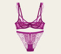 Embroidered Half-Cup Push-Up Bra Set