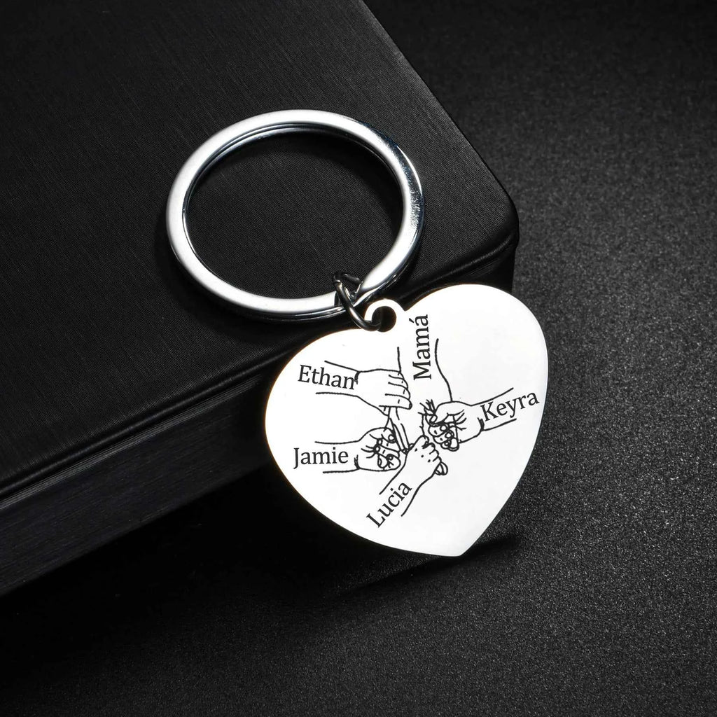 Personalized Heart Round Keychain - Engraving Words