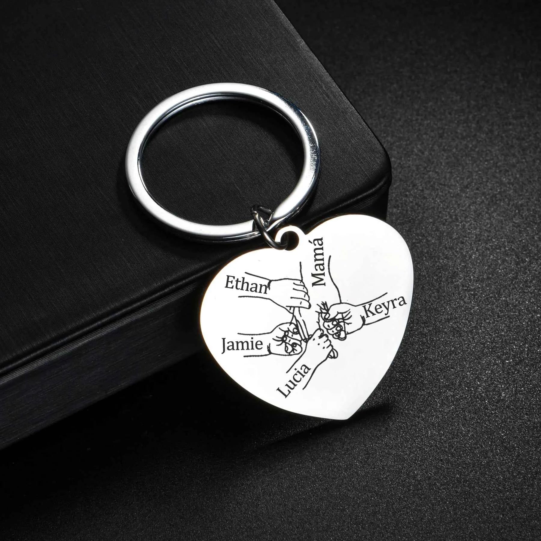 Personalized Heart Round Keychain - Engraving Words