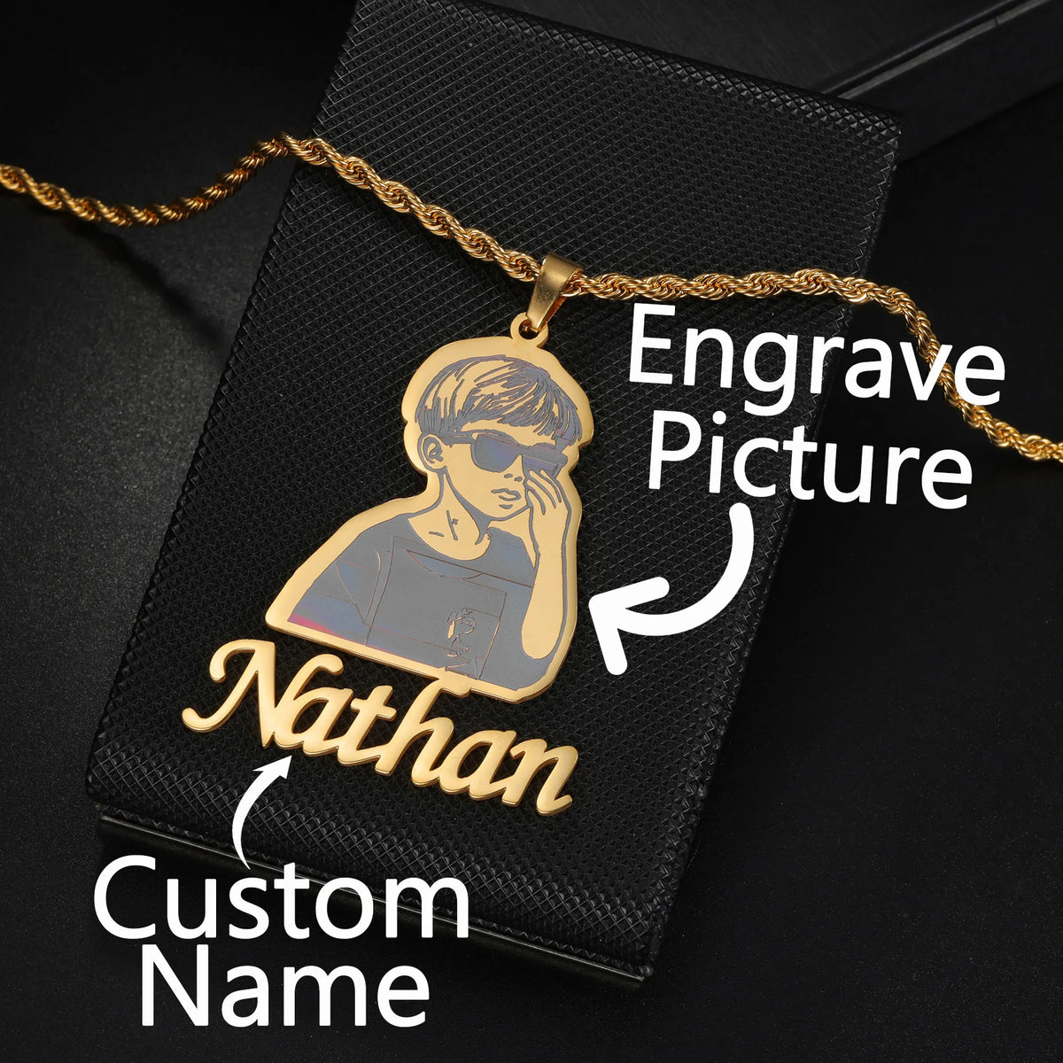 Engrave Picture Custom Name Choker Necklace - Family Gift - SHOPPERS' CASTLE