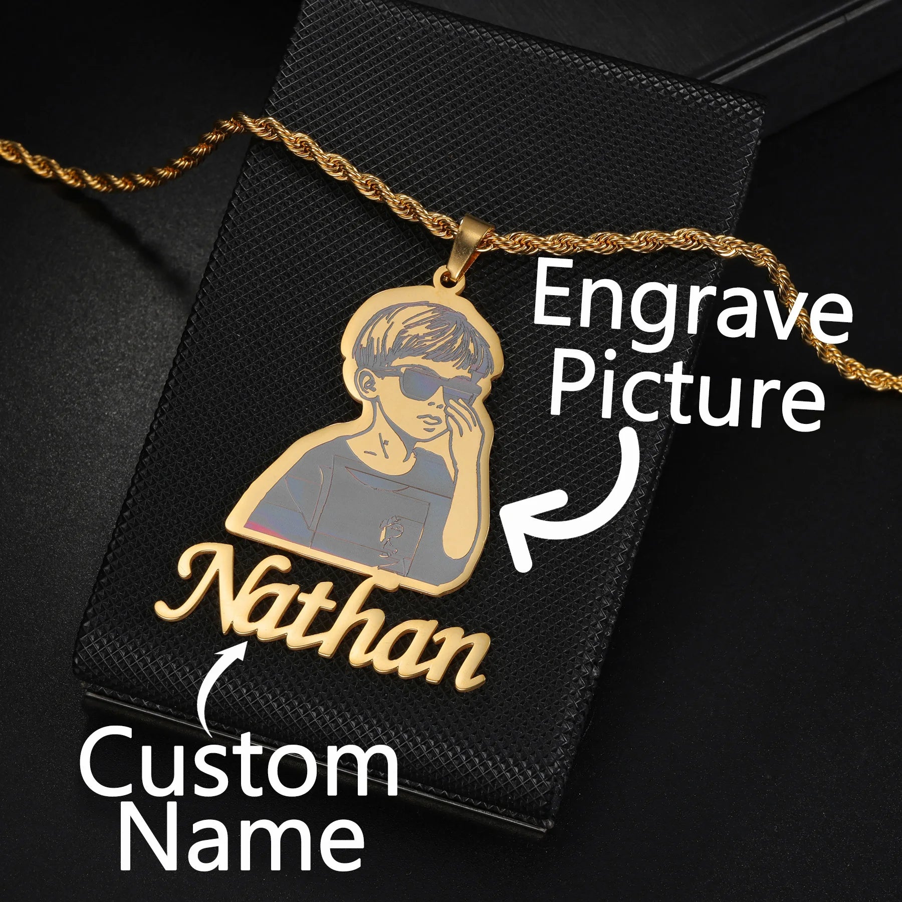 Engrave Picture Custom Name Choker Necklace - Family Gift - SHOPPERS' CASTLE