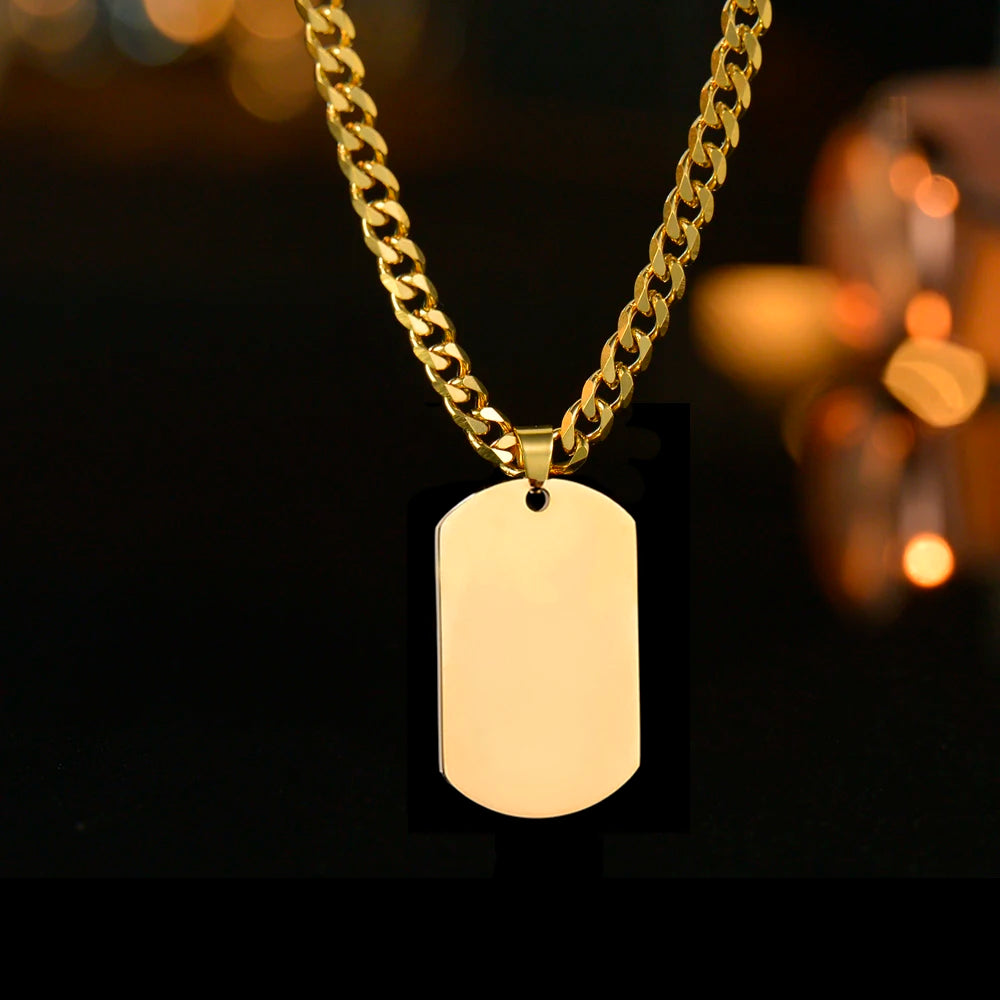 Custom Square Pendant Necklace - Engravable Text & Picture Design - SHOPPERS' CASTLE