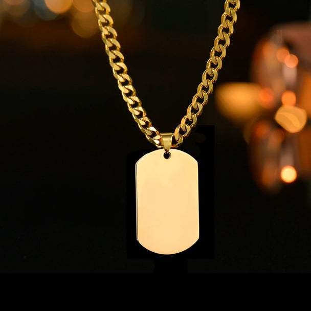 Custom Square Pendant Necklace - Engravable Text & Picture Design - SHOPPERS' CASTLE