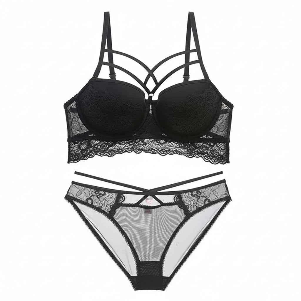 Sexy Bandage Push-Up Bra Set with Thick Gather