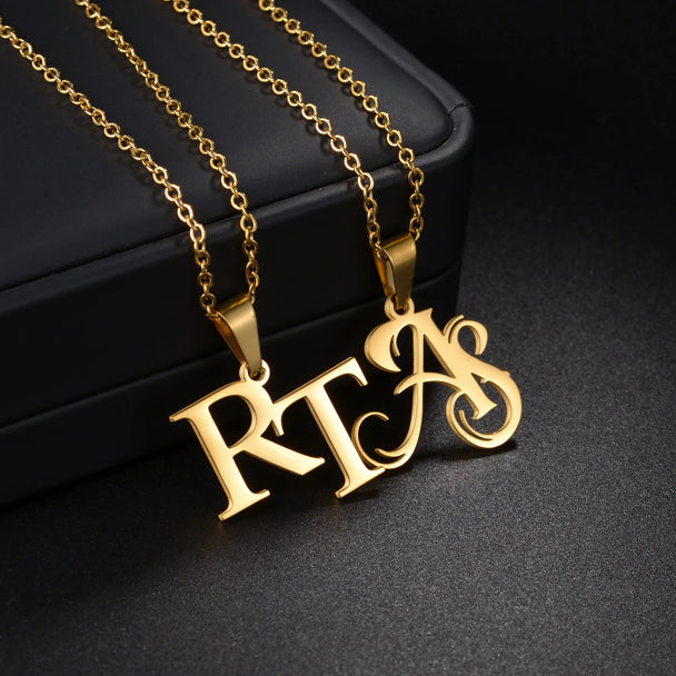 Personalized 2 Big Letter Necklace - Link Chain Pendant - SHOPPERS' CASTLE