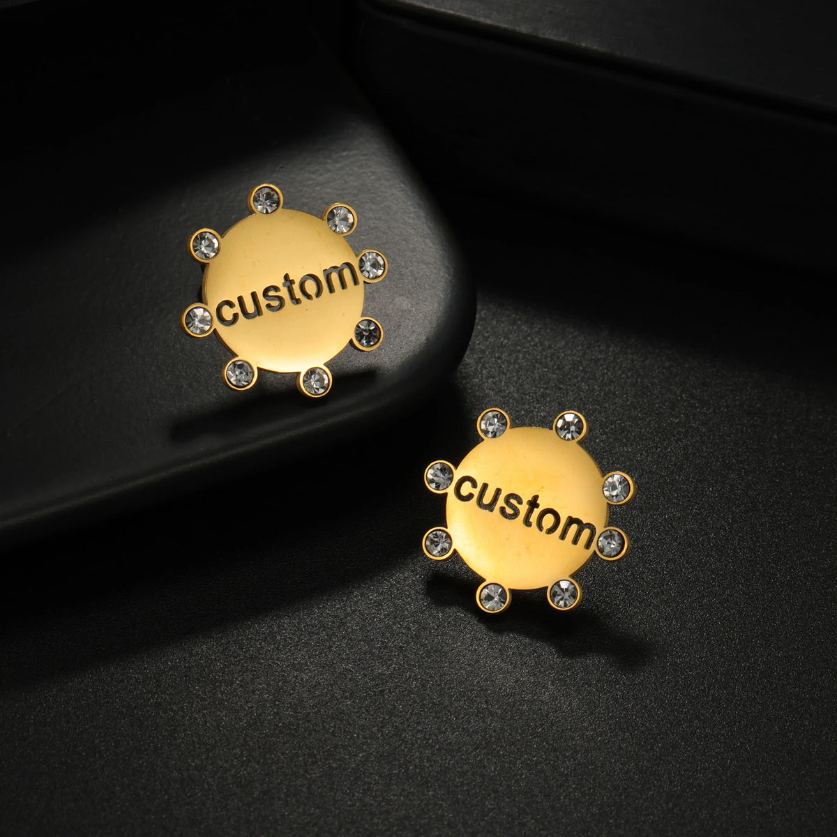 Custom Name Stud Earrings with Frosted Heart & Star - Stainless Steel - SHOPPERS' CASTLE