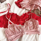 Hollow Lace Ultra-Thin Push-Up Bra Set - Plus Size C/D