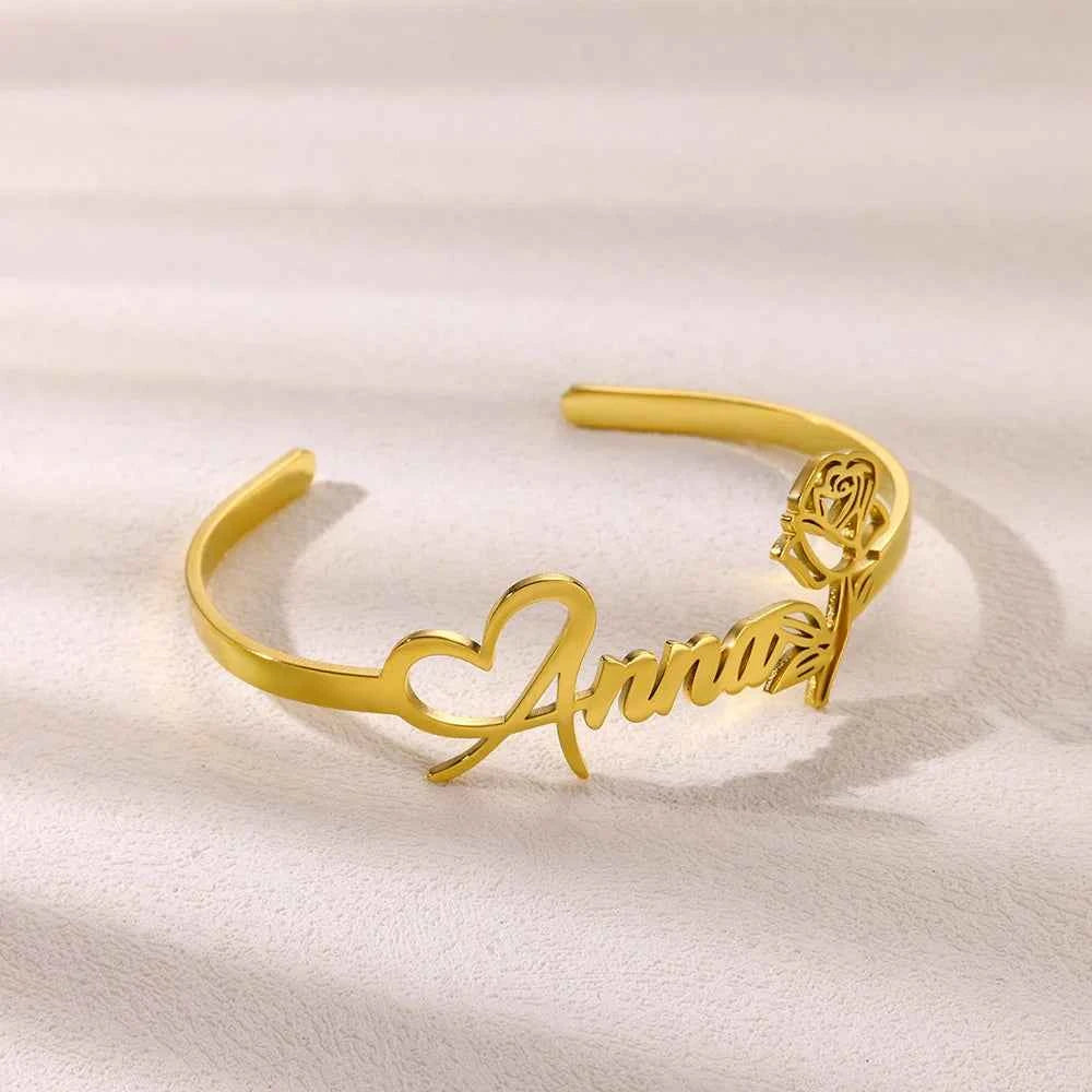 Custom Rose Name Geometric Bracelet