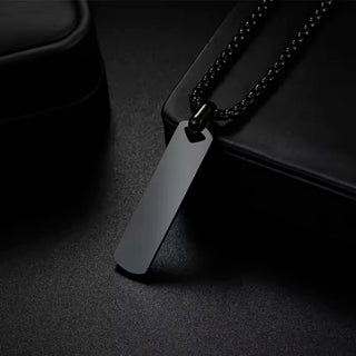 Engrave Name Rectangle Bar Necklace - Link Chain Pendant - SHOPPERS' CASTLE