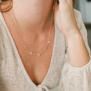 Custom Cubic Zircon Initial Letter Necklace - A-Z