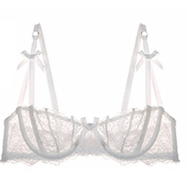 Embroidered Lace Half-Cup Bra - SHOPPERS' CASTLE