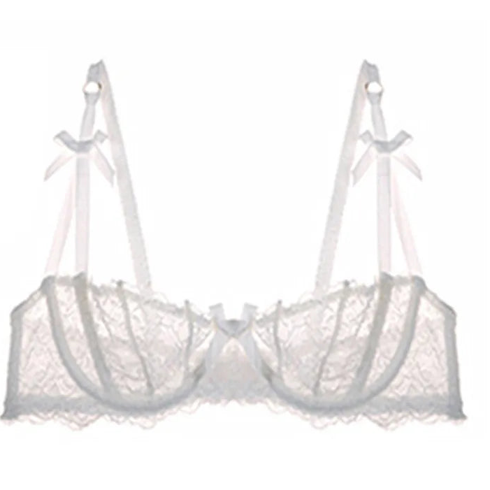 Embroidered Lace Half-Cup Bra - SHOPPERS' CASTLE