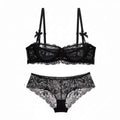 Ultra-Thin Lace Embroidery Bra Set - Plus Size