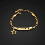 Engrave Name Heart Figaro Chain Bracelet - Adjustable