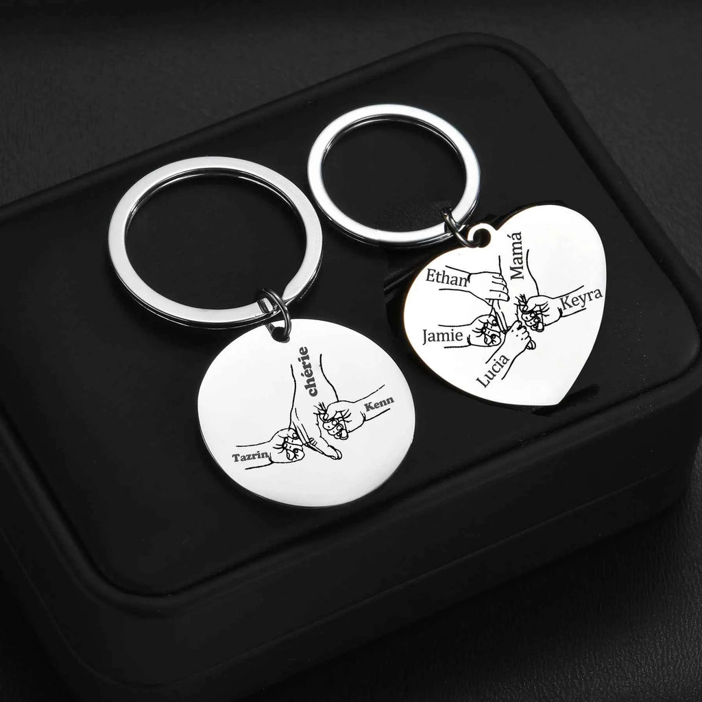 Personalized Heart Round Keychain - Engraving Words