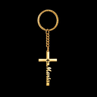 Custom Name Cross Keychain - Nameplate Charm - SHOPPERS' CASTLE