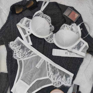 Delicate French Lace Bra Set - Breathable Half-Cup Design