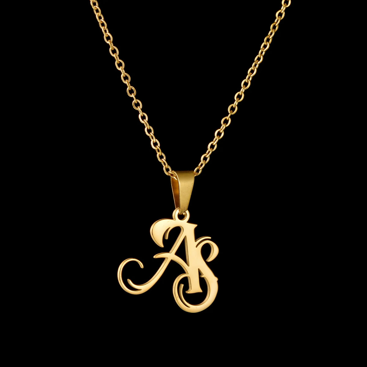 Personalized 2 Big Letter Necklace - Link Chain Pendant - SHOPPERS' CASTLE