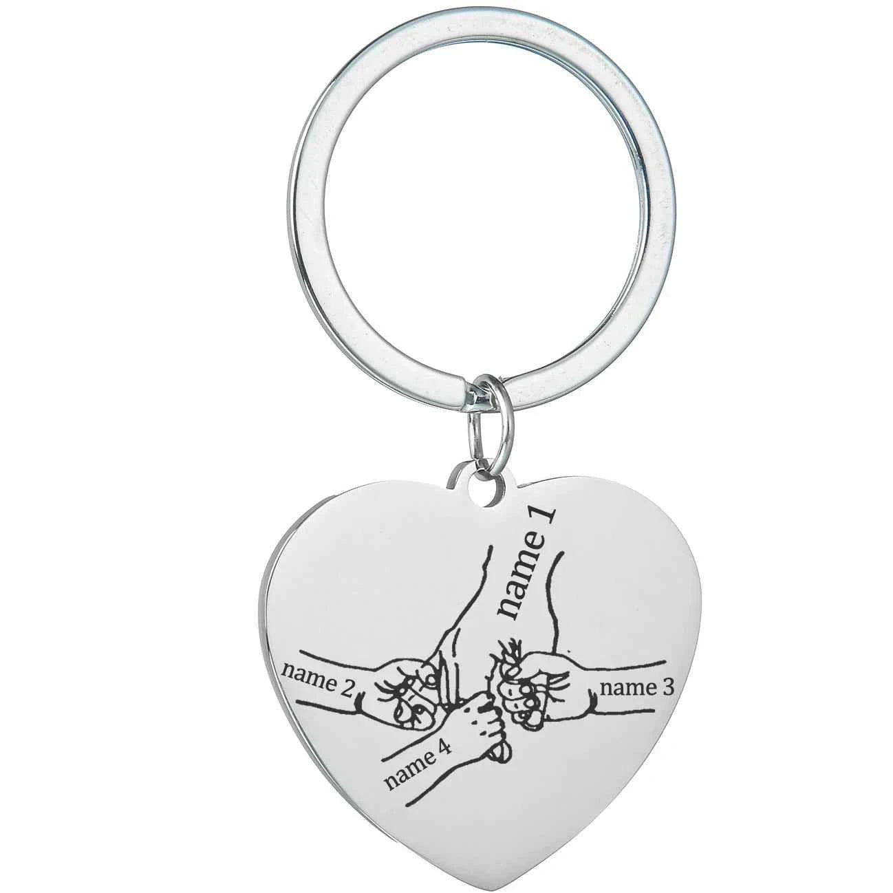 Personalized Heart Round Keychain - Engraving Words