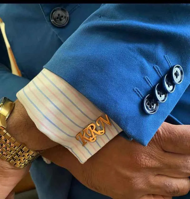 Custom Engraved Letter Name Cufflinks - Mens Wedding Gifts