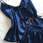 Lace Trim Suspender Pajama Set - SHOPPERS' CASTLE
