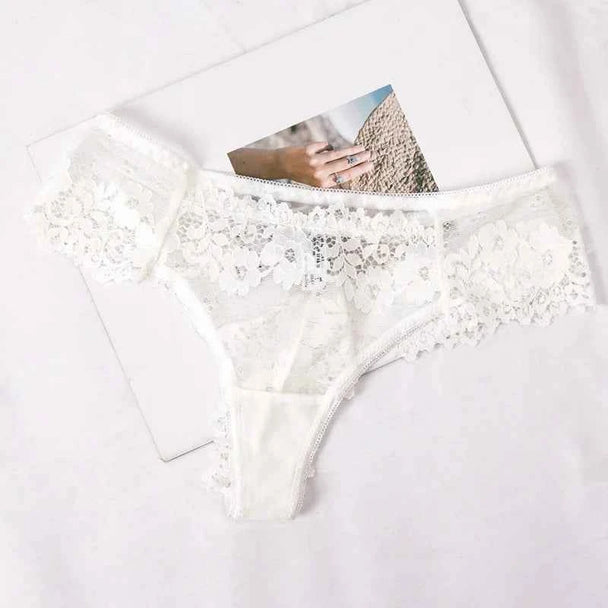 Floral Lace Brief - Cotton Crotch Breathable Low-Rise Panty
