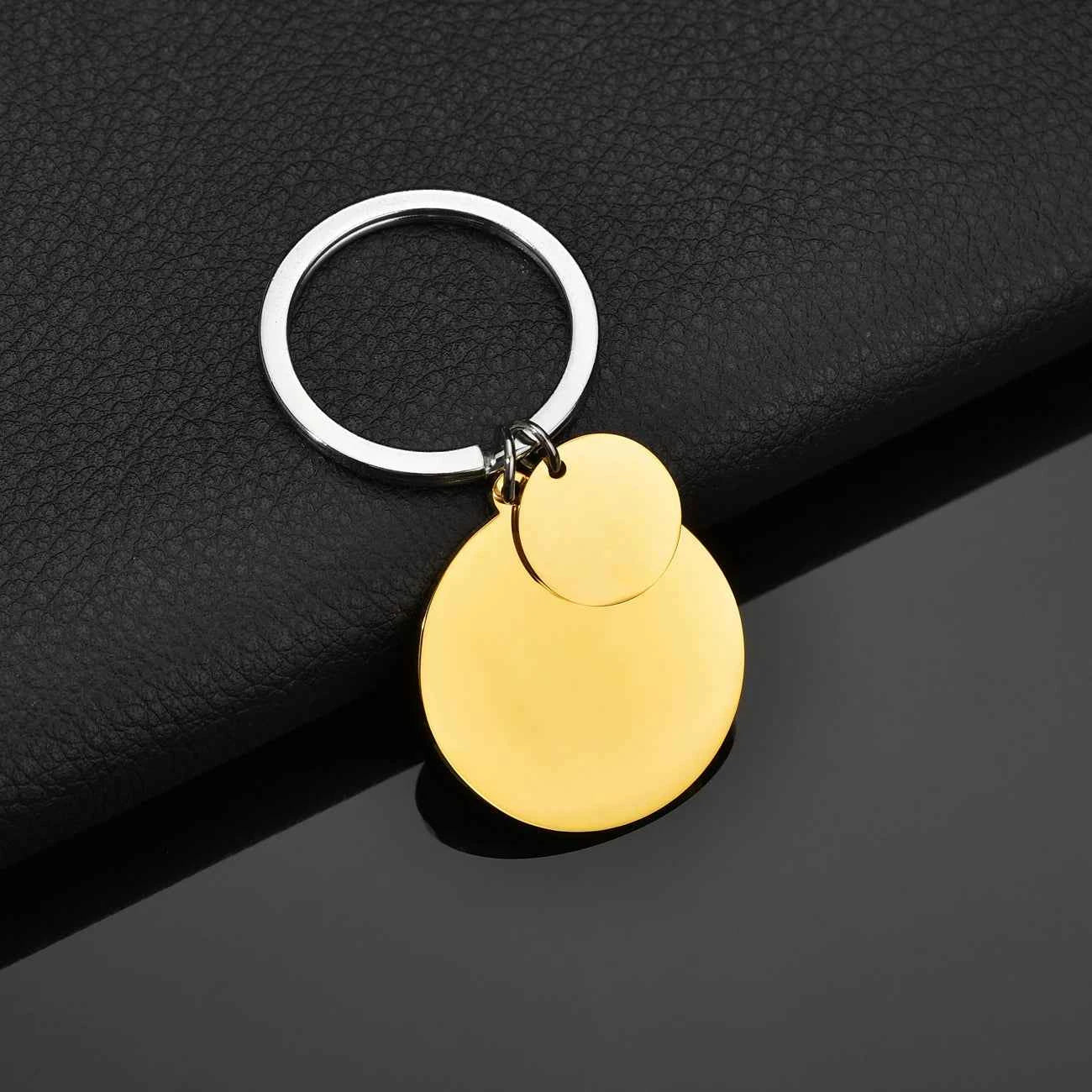 Personalized Engrave Name Date Keychain - Square Round