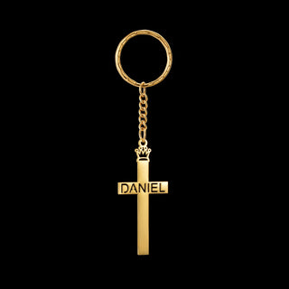 Custom Name Cross Keychain - Nameplate Charm - SHOPPERS' CASTLE