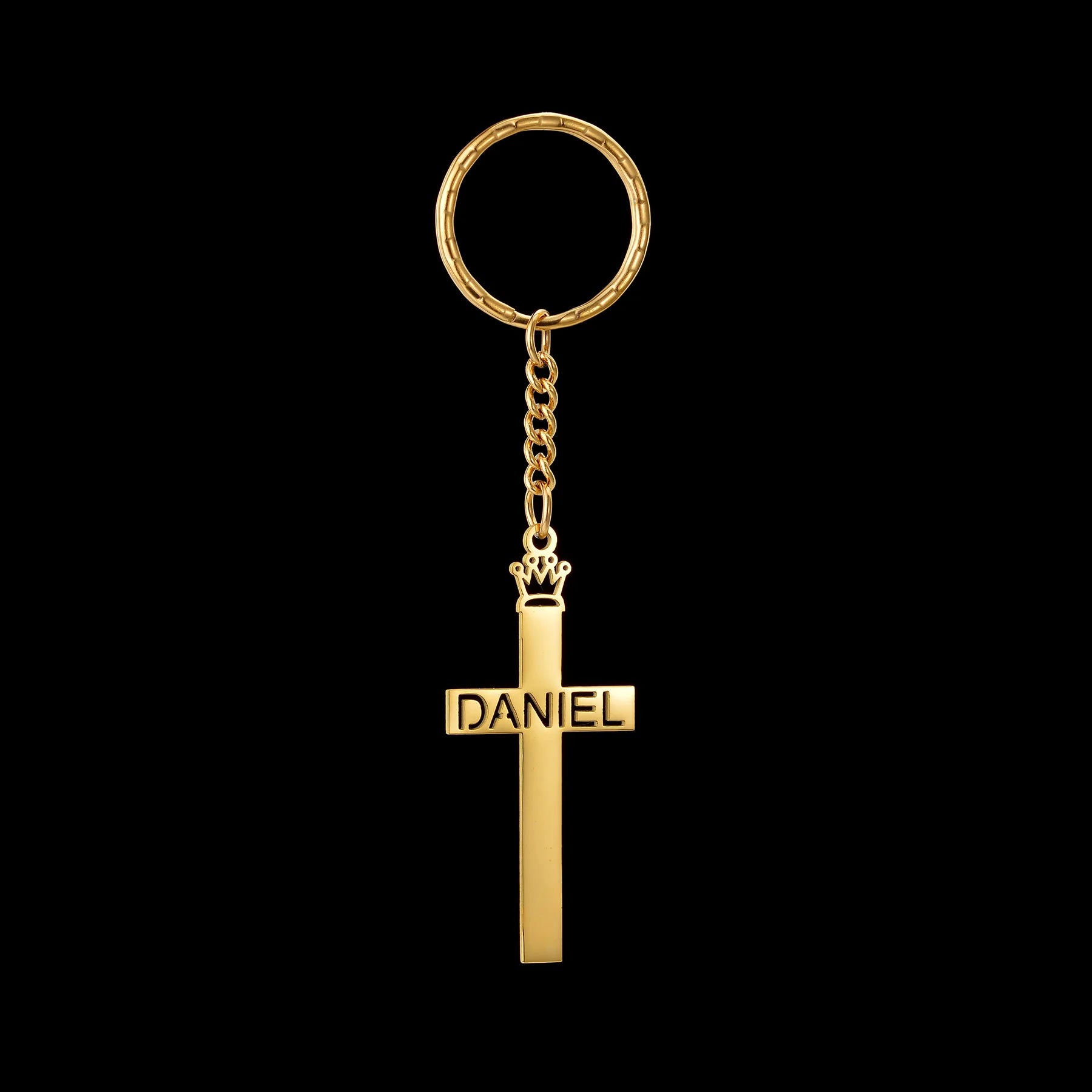 Custom Name Cross Keychain - Nameplate Charm - SHOPPERS' CASTLE