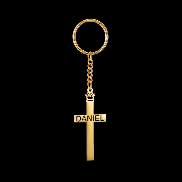 Custom Name Cross Keychain - Nameplate Charm - SHOPPERS' CASTLE