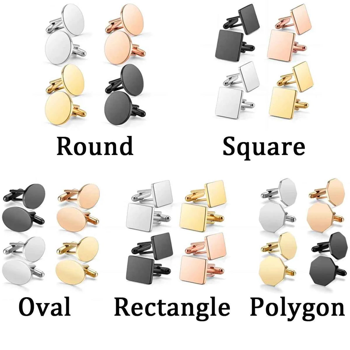 Personalized Name Cufflinks - Round Square Engrave Logo