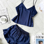 Satin Chemise Shorts Pajama Set - SHOPPERS' CASTLE