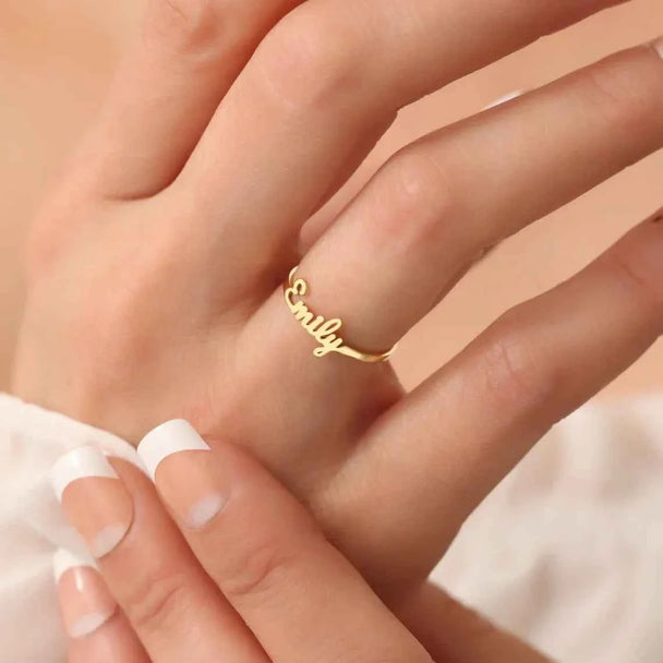 Custom Double Name Adjustable Ring