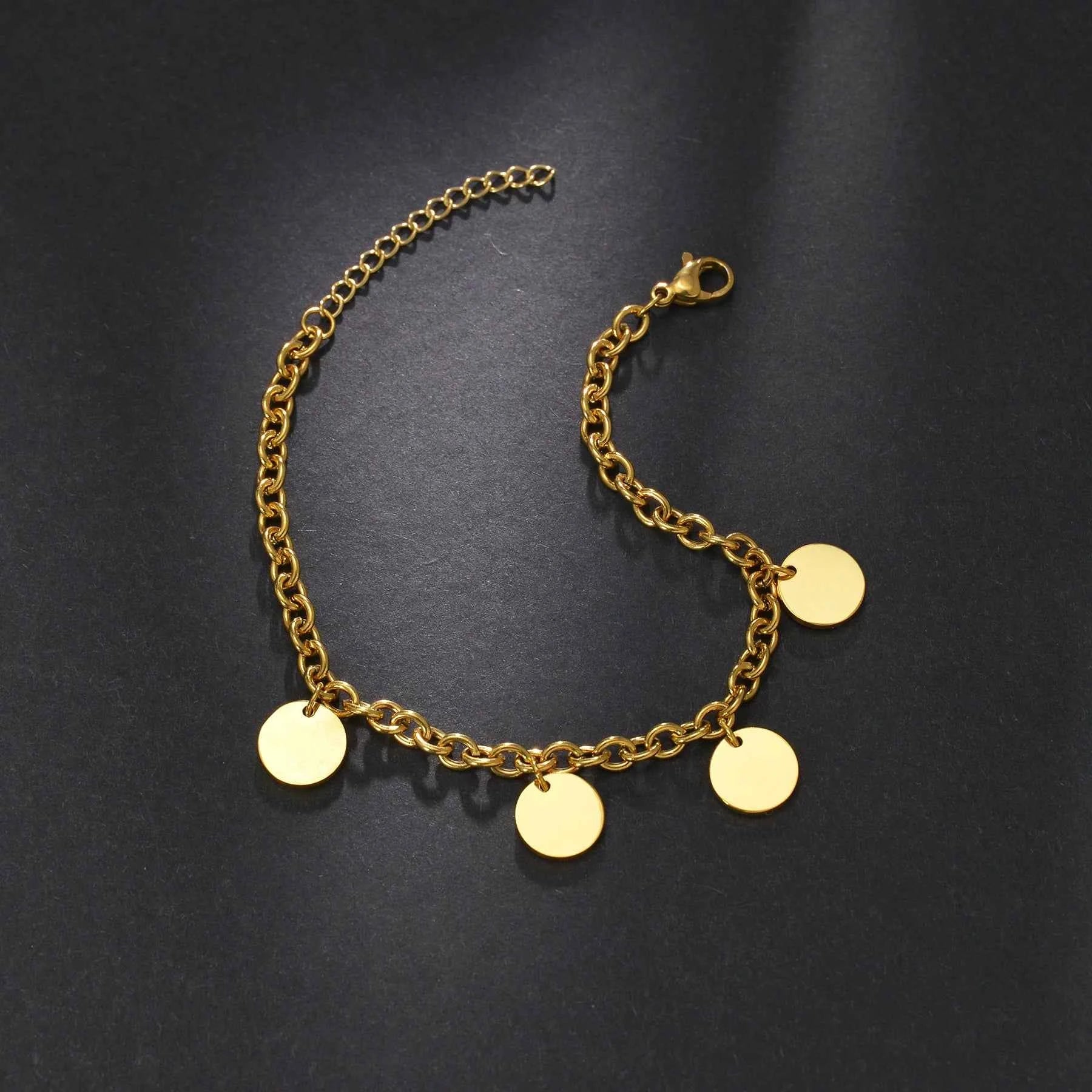 Engraved Name Thick Figaro Chain Bracelet - Stainless Steel