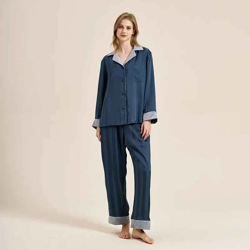 Striped Long Sleeve Pajama Set - SHOPPERS' CASTLE