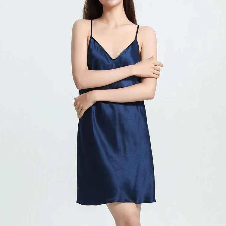 Mulberry Silk Short Nightdress - Breathable Luxury Sleepwear