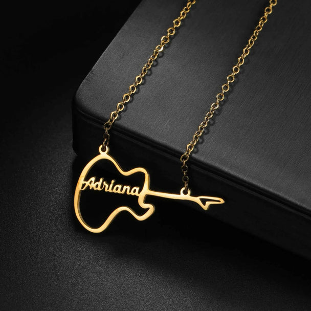 Custom Name Music Guitar Nameplate Choker - Chain