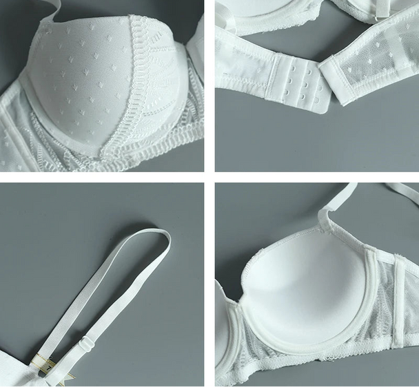 Embroidery Lace Deep V Push-Up Bra Set - BCD Cup - SHOPPERS' CASTLE