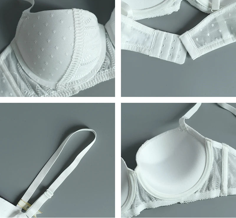 Embroidery Lace Deep V Push-Up Bra Set - BCD Cup - SHOPPERS' CASTLE