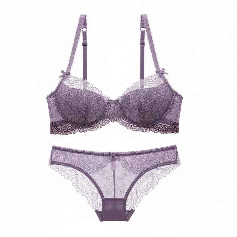 Fashion Young Girl Thin Cotton Bra Set - Plus Size D/E